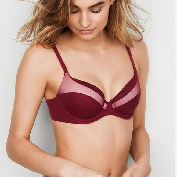 Victoria's Secret Women's Lined Demi Bra Red 34D T-Shirt Style - Picture 1 of 8